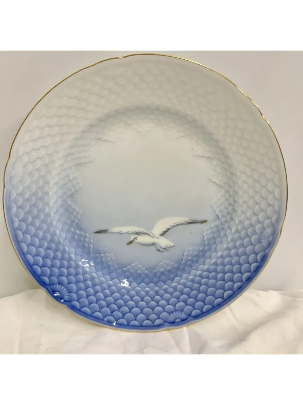 Bing & Grondahl B&G Seagull 27 Bread Dessert Plate 7.5” Denmark Blue Gold Trim